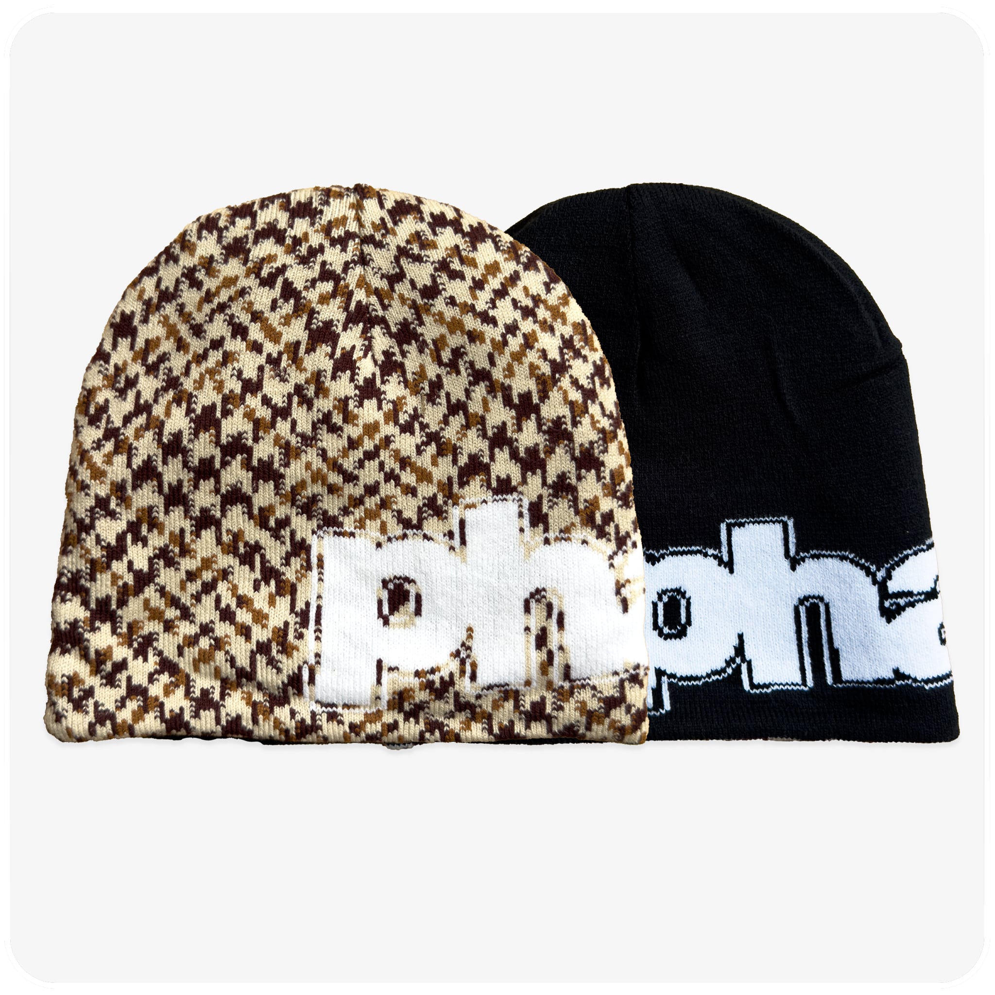 REVERSIBLE HOUNDSTOOTH BEANIE
