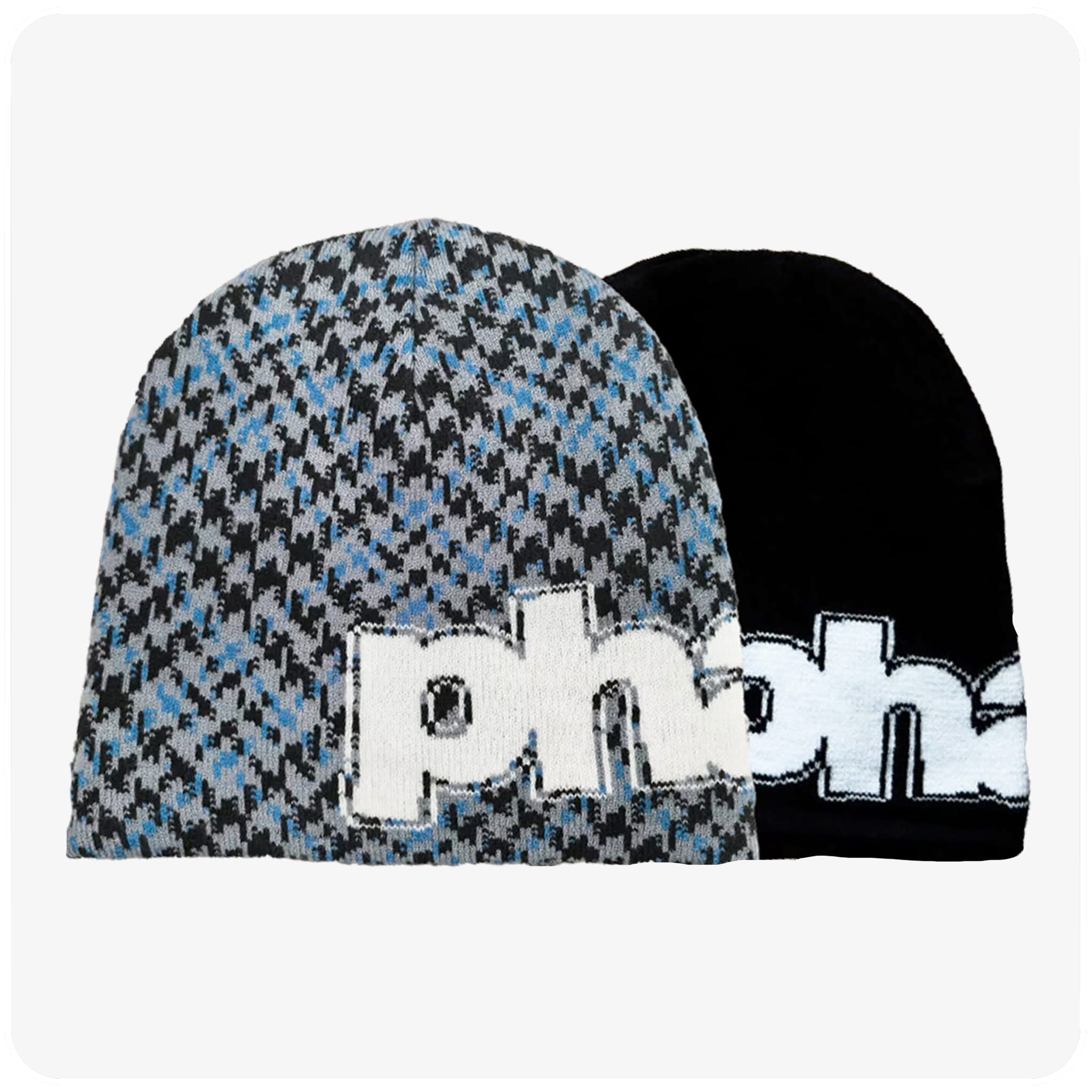 BLUE/BLACK REVERSIBLE BEANIE