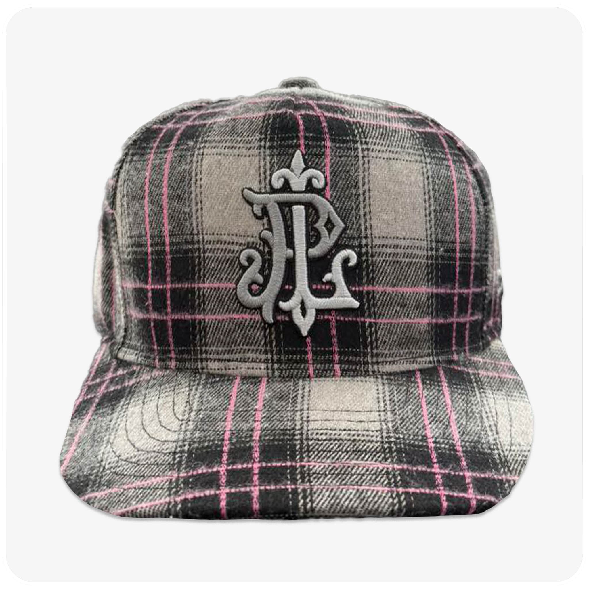 PLAID MONOGRAM LOGO CAP